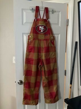 San Francisco 49ers Red & Gold Plaid Overalls